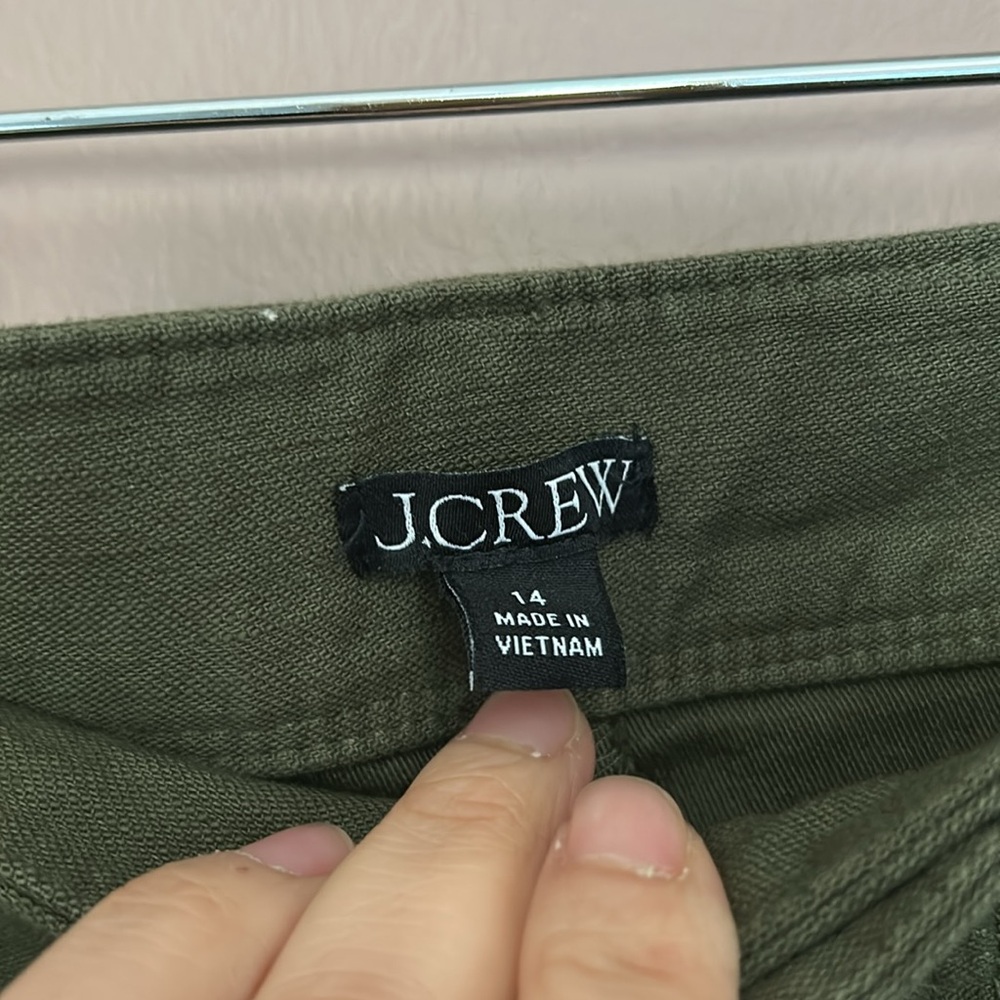 J.Crew Green Wide Leg Cargo Sateen Cotton High Rise Size 14 - Picture 6 of 11